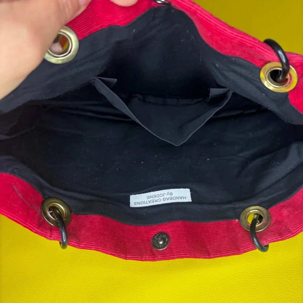 University of Nebraska Huskers‎ Corduroy Red Tote Black Rope Handmade Bag